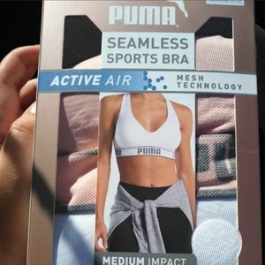 Puma Womens Large Sports Bras Pink White Seamless